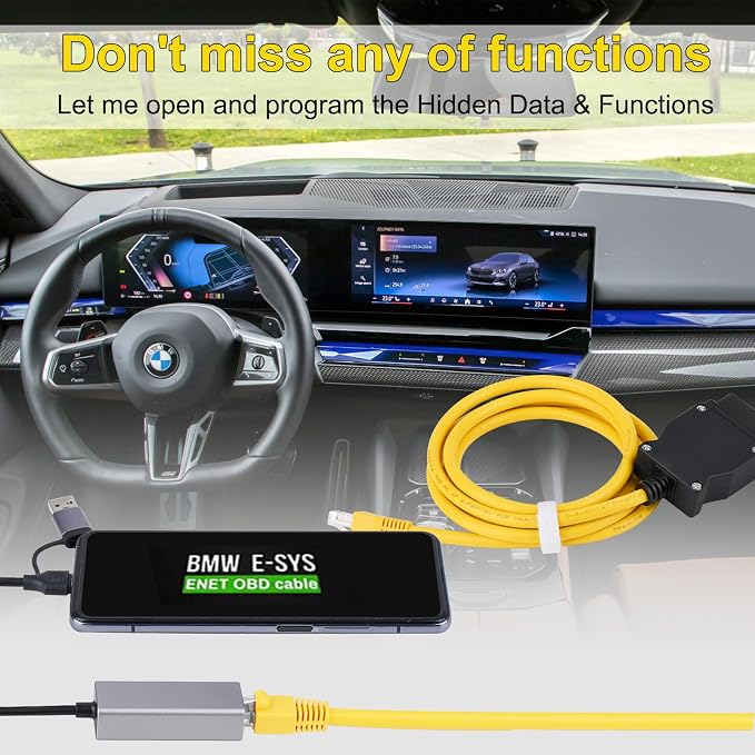 USB to OBD2 2 in 1 Phone to OBD2,ENET Rj45 Cable ethernet Connector Tools to OBD Interface Cable Coding F-Series 10/100Mbps High Speed,Plug and Play