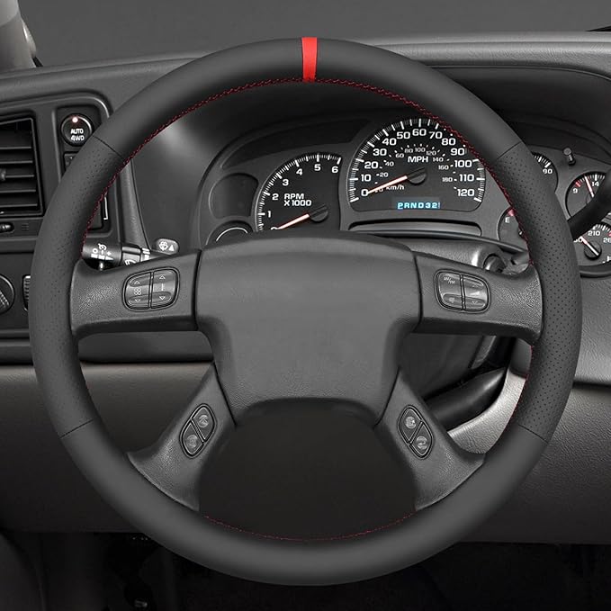 MEWANT Steering Wheel Cover for Chevy Silverado 1500/2500/3500 2003-2006 / Silverado 1500 2500HD 3500 Classic 2007 / Trailblazer 2002-2009 Hand-Stitched Steering Wheel Wrap