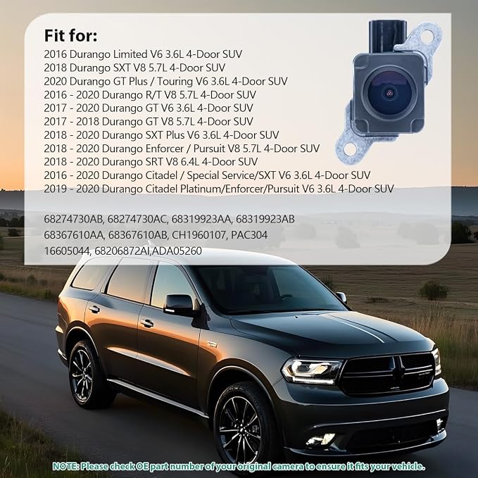 68367610AB Backup Rear Camera Replacement for Dodge Durango 2016-2020, OE Camera Replaces 68274730AB, 68319923AB, CH1960107, PAC304, 16605044, 68206872AI,ADA05260 by GreenYi