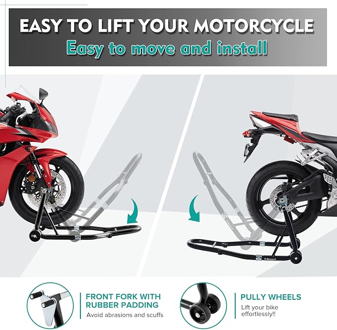 Donext Motorcycle Stand 850LB Sport Bike Front and Rear Wheel Lift Swingarm Paddock Stands Black U Visit the Donext Store
