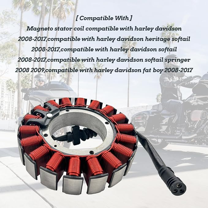 KARSEE 30017-08 Motorcycle Stator Coil Compatible with Harley Davidson 2008-17 Softail & DynaFat Bob Low Rider Street Bob Super Glide Switchback Fat Boy 30017-08A