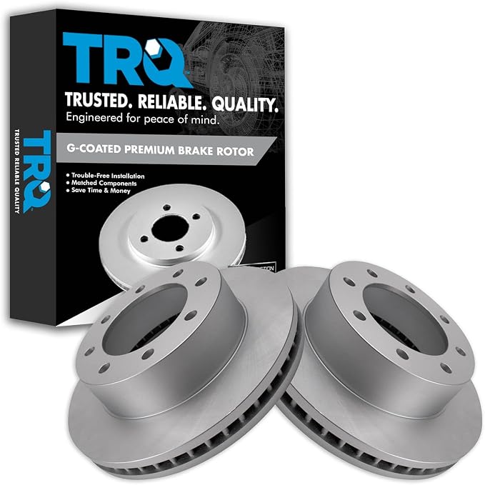 TRQ Front Brake Rotor Set G Coated Vented Compatible with 2005-2013 Ford F-250 Super Duty 2005-2012 F-350 Super Duty 2005-2010 F-450