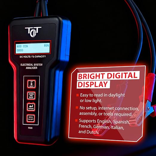 Professional Battery Tester for 6V 12V 24V 36V Systems – Digital Load Tester for Car Automotive Alternator & Starter Analyzer with Bluetooth Printer – B500 by Tech Professional Service Tools
