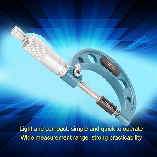 Walfront Outside Micrometer Outer Diameter Micrometer Micrometers Tool Measurement for Metric Thickness Outside Micrometers (25-50mm)