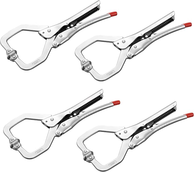 MAXPOWER 12-Inch Self-Adjusting Locking C-Clamp, Swivel Pads, C Clamp Locking Pliers, 3.14" Throat Depth, 3.54" Jaw Capacity, 925 lbs Maximum Clamping Force