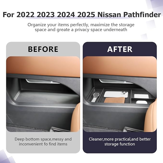 LUWU Low Center Console Organizer Compatible with 2022 2023 2024 2025 2026 Nissan Pathfinder SL/Platinum/Rock Creek Accessories 2025 Pathfinder Armrest Console Organizer Armrest Lower Storage Tray