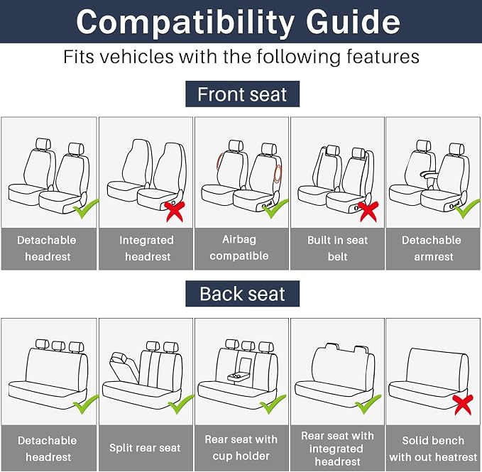 otoez Nappa Leather Car Seat Covers Full Set, Breathable Leather Automotive Seat Covers Front & Rear Seat Protectors with Lumbar Support, Universal Fit for Most Cars SUV Truck Sedan (Black+Blue)