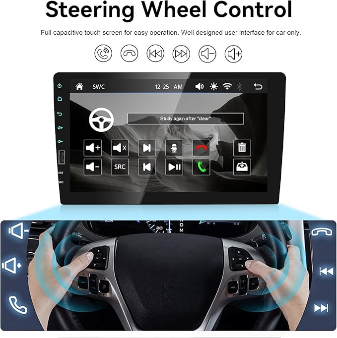 9 Inch Touchscreen Single Din Car Stereo with Online Video Wireless Carplay Android Auto GPS Navigation/Voice Control/Bluetooth/Mirror Link/FM AM