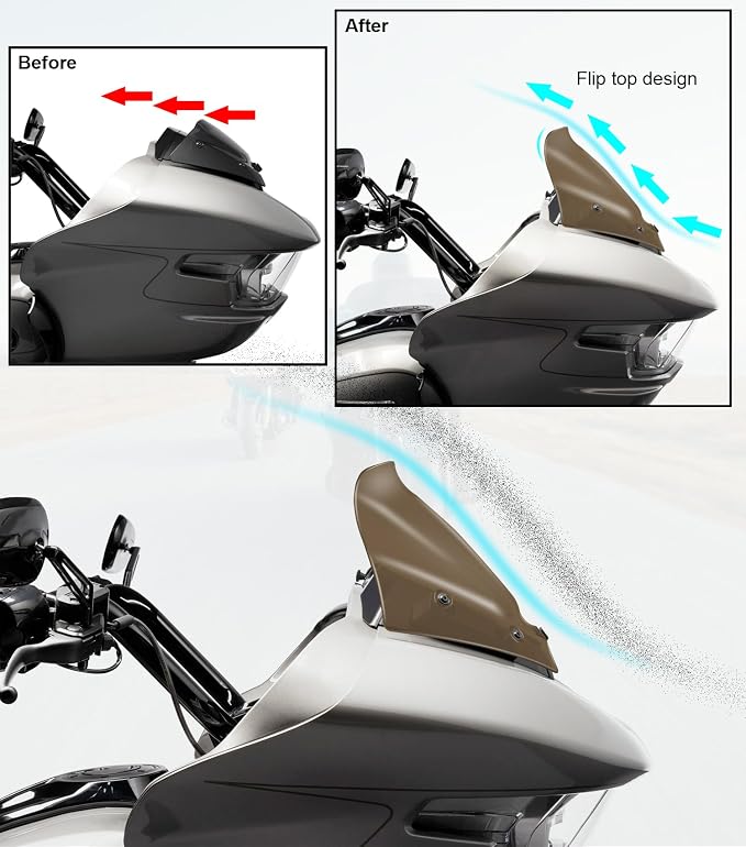 10" Wave Windshield Windscreen Wind Splitter fits for Harley Davidson CVO Road Glide FLTRXSE 2023-up,CVO Road Glide ST FLTRXSTSE 2024-up,Road Glide FLTRX 2024-up,2026-up FLTRT&FLTRXL