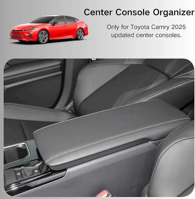 Center Console Organizer Tray for 2025 Toyota Camry LE/SE/XLE/XSE Accessories - Middle Console Armrest Storage Box Organizer Tray Insert Black Trim