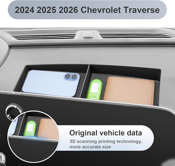 SKTU for 2024 2025 2026 Chevy Traverse Dashboard Organizer 2024 2025 2026 Traverse (LS/LT/Z71/High Country/RS) Dashboard Storage Tray 2024 2025 2026 Chevy Traverse Accessories ABS Durable Tray