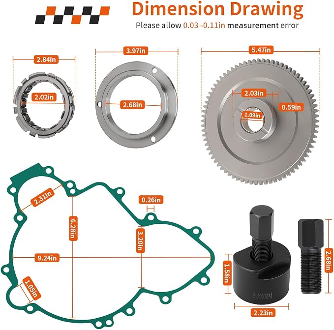 Flywheel Puller & Starter Clutch Idler Gear One Way Bearing kit for Polaris RZR Ranger General XP 4 S Pro Turbo Trail 900 1000 RS1 2015-2023