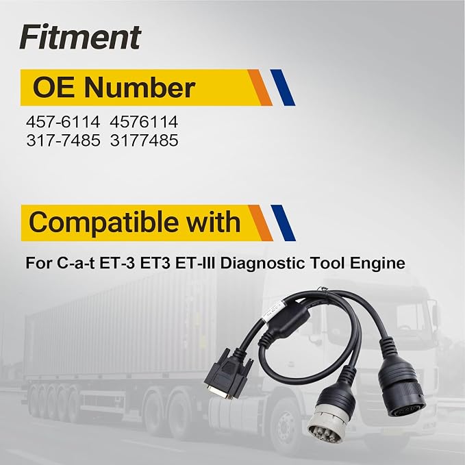 4576114 457-6114 Diagnostic Adapter Cable Kit | Y-Cable for Cat ET-3 ET3 ET-III Tool | Connects 9-Pin & 14-Pin Service Ports Diagnostic Tool Engine 317-7485, 3177485