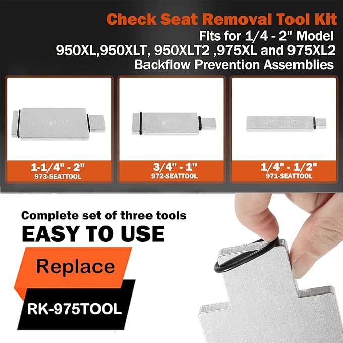 Replace For Wilkins RK-975TOOL 1/4" - 2" Model 950XL 950XLT 950XLT2 975XL and 975XL2 Check Seat Removal Tool Kit