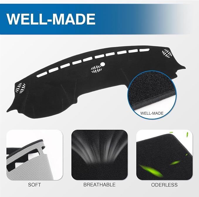 KUST Black Dash Cover for Dodge RAM 1500 2500 3500 2019-2024 2025 2026 Non-Slip Interior for Dodge RAM Accessories Dashboard Cover Custom Fit Dash Mat Sunshade Windshield Glare