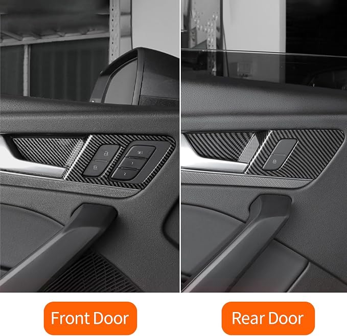 Door Lock Button Panel Cover Compatible with Audi Q5 2018-2025, Inner Door Lock Button Panel Cover for Audi Q5 Sportback, ABS Carbon Fiber Interior Trim, NO Memory Seat Button Trim