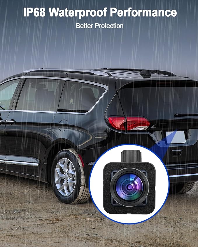 HD1080P Rear View Backup Camera Fit for Chrysler Pacifica 2017 2018 2019 2020 2021 2022 2023, Replace 68227397AH 68227397AE 68227297AG, IP68 Waterproof 170°Wide Angle