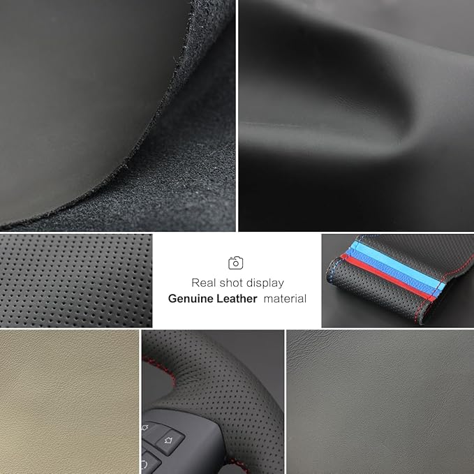 MEWANT Hand Stitch Steering Wheel Cover for Toyota RAV4 1998-2003 / Celica 1999-2006 / Corolla 2003-2008 / Matrix 2002-2008 / MR2 1999-2007 / Supra/Caldina, Custom Fit DIY Wrap Interior Accessories