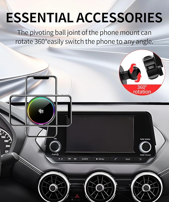 Qi2.2 25W Magnetic Car Mount Charger for 2020-2025 Nissan Sentra / 2021-2024 Altima Accessories, for Fast Charging Cell Phone Holder 7 Inch Screen Fixed Clip with Cooling Fan＆54W Fast Adapter