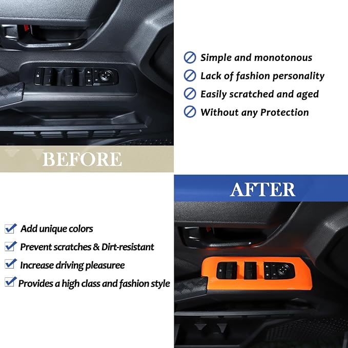 Daeiclru Window Lift Switch Panel Cover Compatible with Toyota Tacoma 2024 2025, Pickup Truck Door Power Window Glass Lift Switch Button Protection Cover Interior Accessories (Orange)