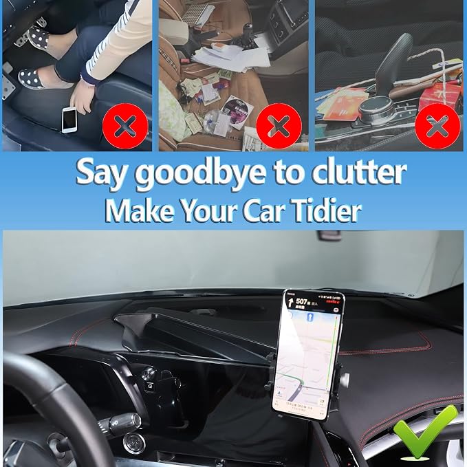 Sekhyna Navigation Screen Back Storage Box Compatible Chevrolet Corvette C8 2020-2025,Dash Organizer Tray,Center Console Phone Insert Auxiliary Storage Tray Interior Accessories (with Phone Mount C)