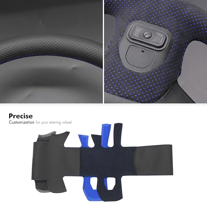 MEWANT Hand-Stitched Steering Wheel Cover Wrap for Dodge Ram 1500 2019-2023 Steering Wheel Accessories for Dodge Ram(Backsides Without Buttons)