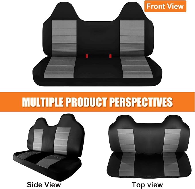 Truck Seat Cover Compatible with 1992-1998 Ford F-150 F-250 F350 Front/Rear Solid Bench with Molded Headrests and NO Center Armrest, XL/XLT/Eddie Bauer/Nite/SVT Lightning/Lariat Seat Cover