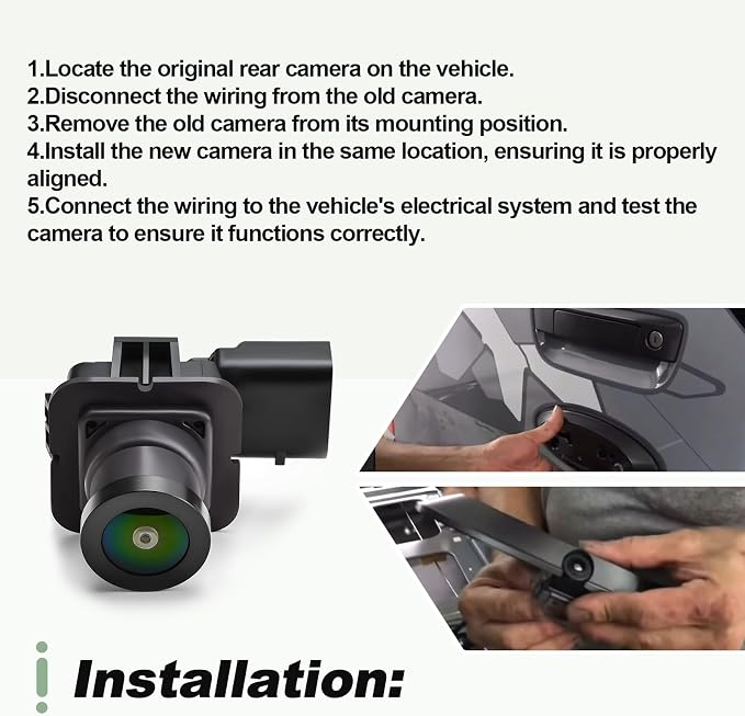 Rear View Camera Park Assist Backup Reverse Camera Black Compatible with 2019-2021 Ranger Replace KB3Z-19G490-B KB3Z19G490B FO1960185 PAC504