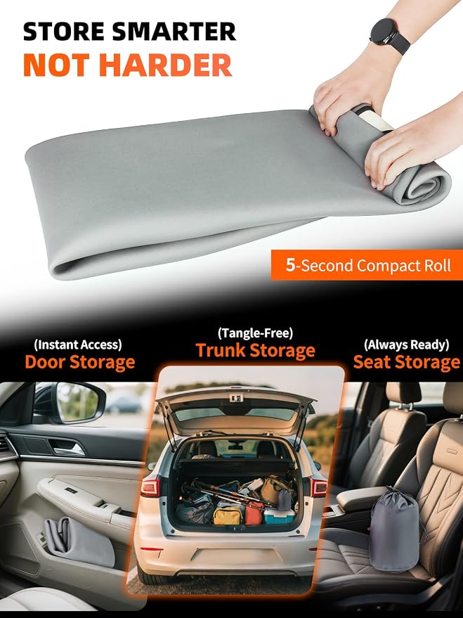 2 Pack Waterproof Car Seat Covers - Universal Fit Rubber Front Seat Protectors for SUVs, Sedans & Trucks - Non-Slip Backing for Fitness, Gym & Pets - Gray