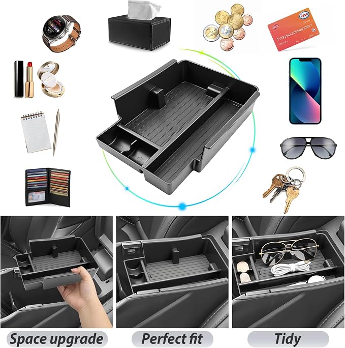 SKTU for 2026 Jeep Cherokee Center Console Organizer for 2026+ Jeep Cherokee (Base/Laredo/Limited/Overland) Console Tray Jeep Cherokee 2026 Accessories ABS Insert Tray with Sunglasses and Coin Holder