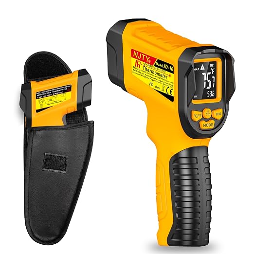 NJTY Infrared Thermometer Gun, -58℉ to 1472℉, High Precision, Non-Contact Laser Temperature Sensor with Backlit LCD, for Cooking, BBQ, Automotive, Industrial Use