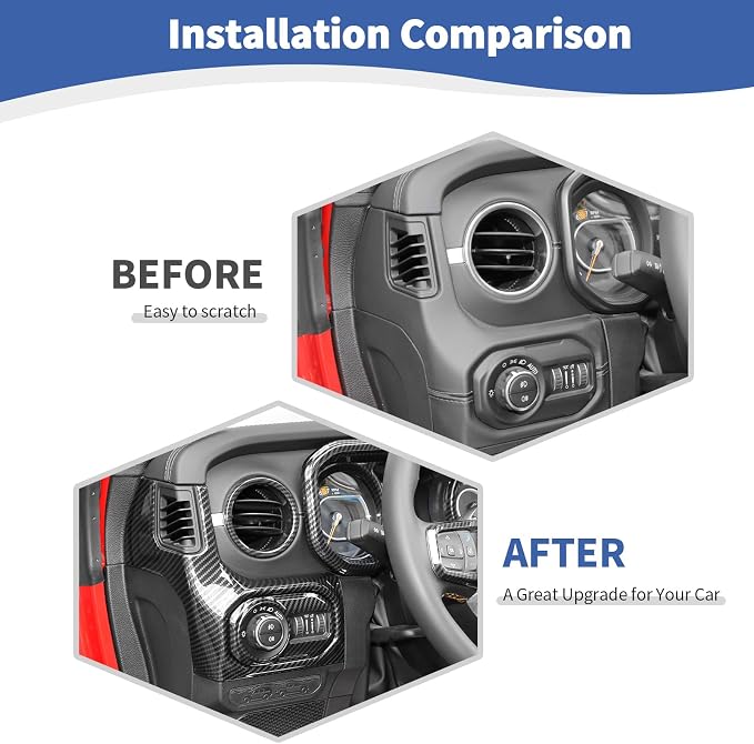 for Jeep JL Interior Trim Kit Carbon Fiber, Dashboard Accents Cover for Jeep Wrangler JL JLU Gladiator JT 2024 2025-Present ABS Interior Accessories 15pcs(Only for 2024+)