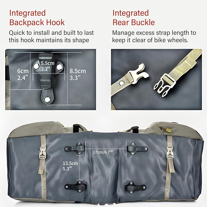 Large Saddle Bags for bike rear rack,Waterproof 50L Panniers Bike Bags for Bicycles/MTB/E-Bike,Bike Trunk Bag With Reflective Stripes,Support for Width Less Than 7 inches Bike Rack (grey,50L)