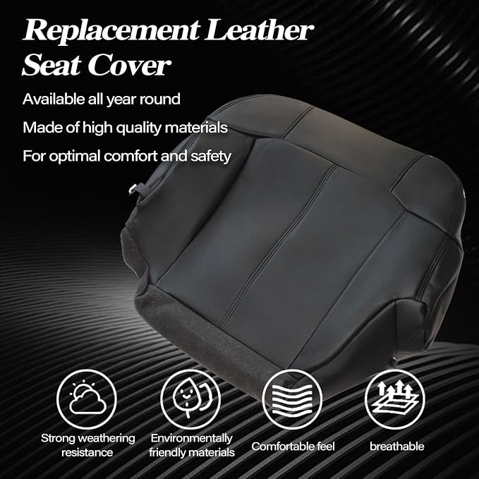 SecosAutoparts Driver & Passenger Side Bottom & Top Lean Back & Armrest Black Leather Seat Covers Compatible with Chevy Silverado Compatible with GMC Sierra 1999 2000 2001 2002