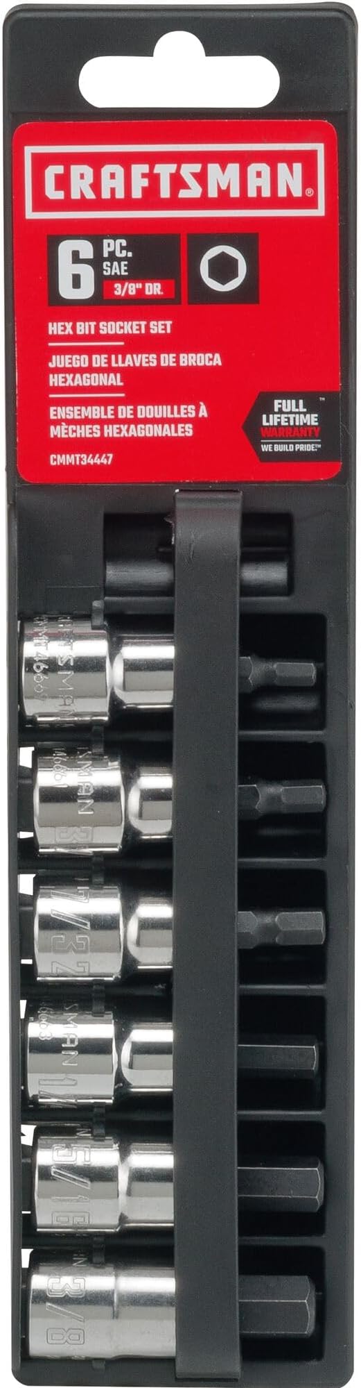 CRAFTSMAN Hex Bit Socket Set, 3/8" Drive, SAE, 6-Piece in (CMMT34447) (Pack of 5)