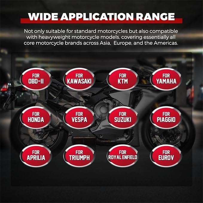 M4 Motorcycle Code Reader Scanner Diagnostic Tool for Suzuki 4-6P, Yamaha/Honda 4P, Kawasaki 1-6P, Gen IV 6P/PGO – Read/Clear Codes, Service Reset, ABS Bleed, OBD2, 17 Languages