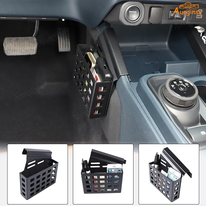 Aunginsy Center Console Left Side Gear Shift Storage Box Basket Compatible with Ford Maverick 2022-2025 Center Console Organizer Tray Side Gear Shift Armrest Storage Box Basket Interior Accessories