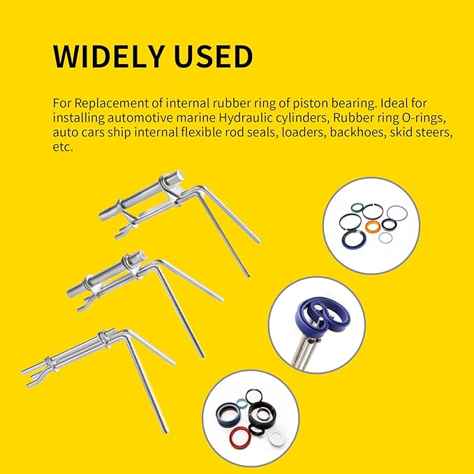 Hydraulic Seal Installation Tool Kit, Hydraulic Cylinder Piston Repair Seal Tools, U-Cup Rod Seal Installation Tool kit, Bearing Internal Sealing Ring Installation Tool, 3 pcs (Metallic)