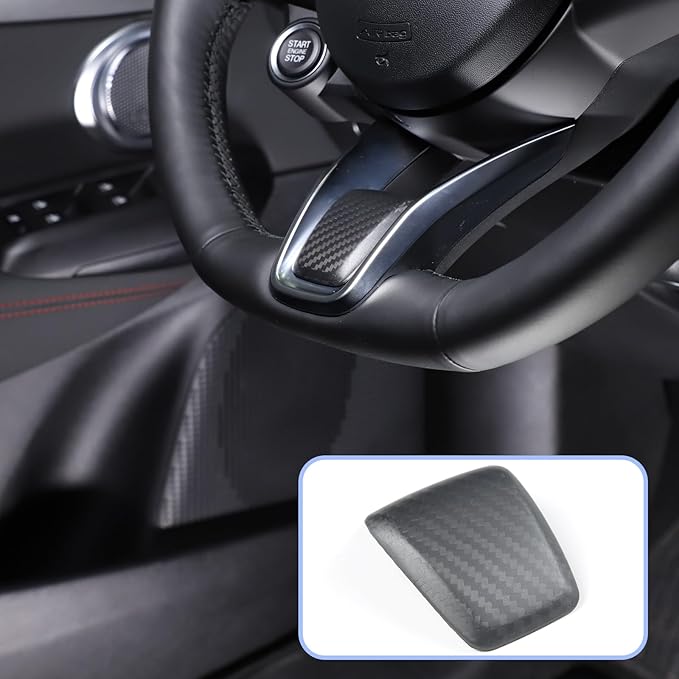 Carbon Fiber Central Steering Wheel Trim Strip Compatible with Alfa Romeo Giulia Stelvio Tonale 2020 2021 Steering Wheel Bottom Decoration Panel Cover Auto Accessories (Matte Black)