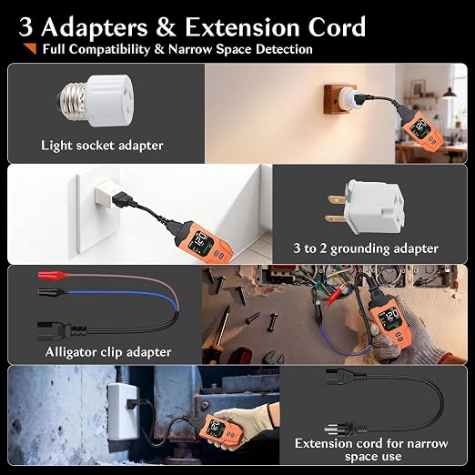 Circuit Breaker Finder with LCD Display, GFCI Outlet Tester, Rechargeable Electrical Circuit Tracer Tool with NCV Test and Flashlight for Electrical System and Installation Applications