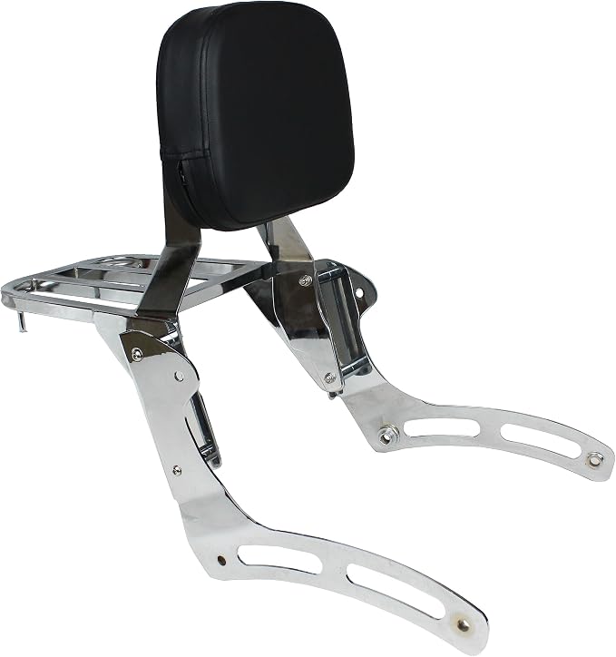 YHMOTO Passenger Backrest Sissy Bar with Luggage Rack for Kawasaki Vulcan 900 VN900 Classic Custom 2006-2025 (Chrome)