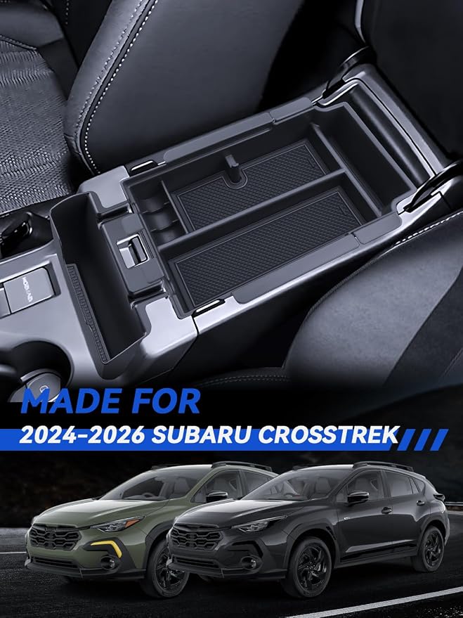 for Crosstrek 2 Pcs Double-Layer Armrest Box Organizer + Hanging Center Console Organizer 2024-2026 Subaru Crosstrek Hybrid/Impreza Accessories Storage Box(Only for 2022-2026 C300)