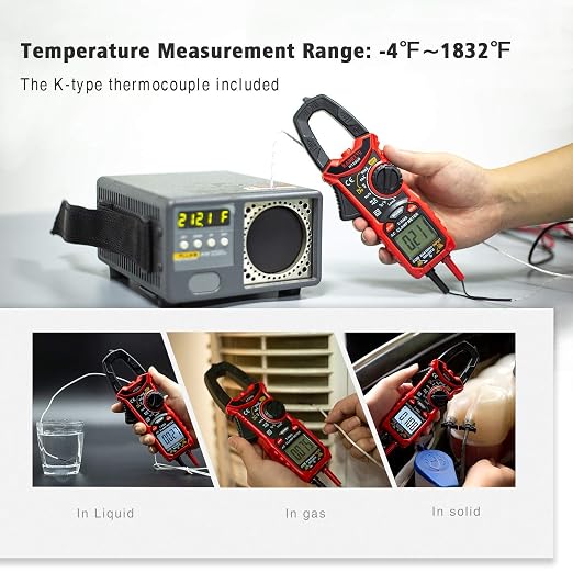 KAIWEETS HT206D Digital Clamp Meter T-RMS 6000 Counts, KET01 Soft Silicone Electrician Test Leads Kit