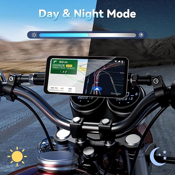 Motorcycle CarPlay Screen with Wireless Apple CarPlay Android Auto,6.25 Inch Waterproof Touch Screen, GPS Navigation for Motorbike Supports GPS Navigation/Mirror Link/Bluetooth Transmission