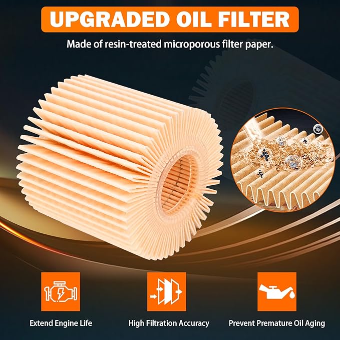 15620-31060 Oil Filter Housing Cap Assembly Kit 04152-YZZA1 15643-31050 | For Toyota Rav4 Tundra 4Runner Camry Highlander Tacoma Lexus RX350 Aluminum Oil Filter with Wrench Drain Plug 1562031060