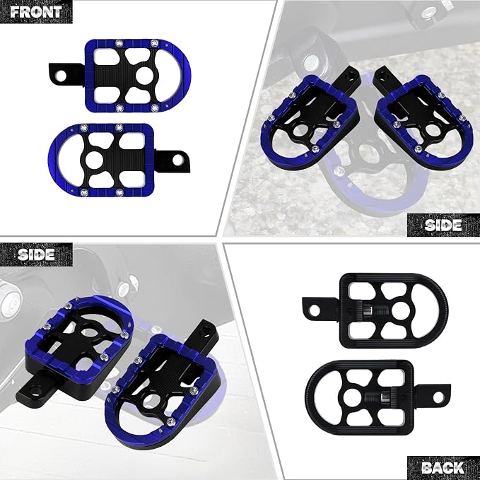 Motorcycle Floorboards Passenger Footboards Wide Foot Pegs Board Pedal Compatible with Touring Electra Road Street Glide Softail Road King Blue Edge