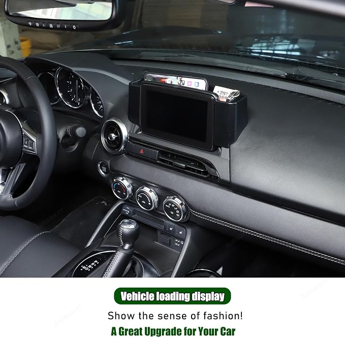 Center Console Organizer Tray Compatible with Mazda MX-5 2016-2023 Accessories, Car Navigation Screen Back Storage Box, Insert Storage Box Auxiliary Storage Tray, Black (Fit L-Peptide Car)