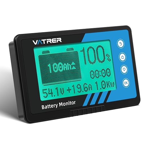 500A Battery Monitor with Shunt, Range 8V-120V up to 500A, Lithium LiFePO4 Lead Acid Battery Capacity Meter for RV Motorcycle Golf Cart Solar Panel with LCD Backlight Screen Buzzer Alarm