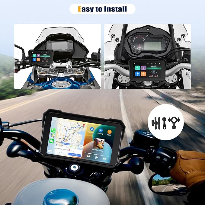CarPlay Screen for Motorcycle,Portable Wireless Carplay/Android Auto for Motorcycle,5 inch IPS Waterproof Portable Radio GPS Display for Motorbike with Bluetooth,TF Port