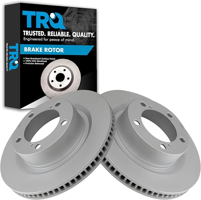 TRQ Front Brake Rotor Set G Coated Vented Compatible with 2016-2021 Lexus LX570 2016-2021 Toyota Land Cruiser 2008-2022 Sequoia 2007-2021 Tundra